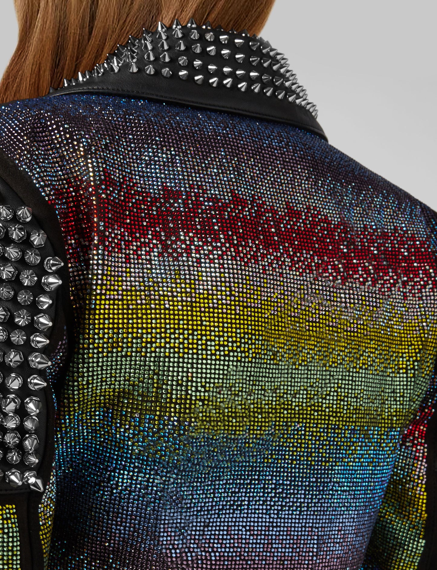 Leather Biker Rainbow Crystal