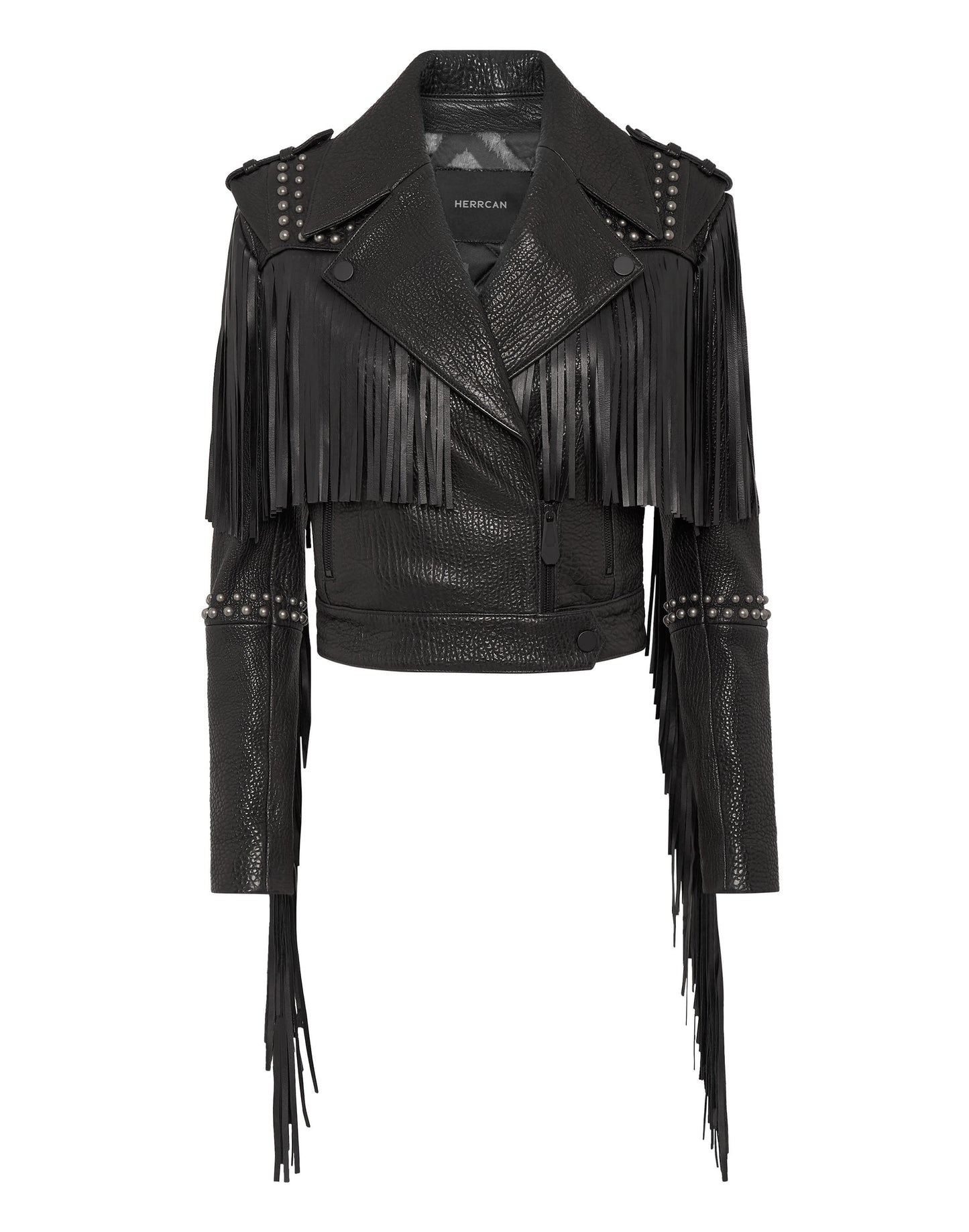 Leather Cropped Jacket Fringe